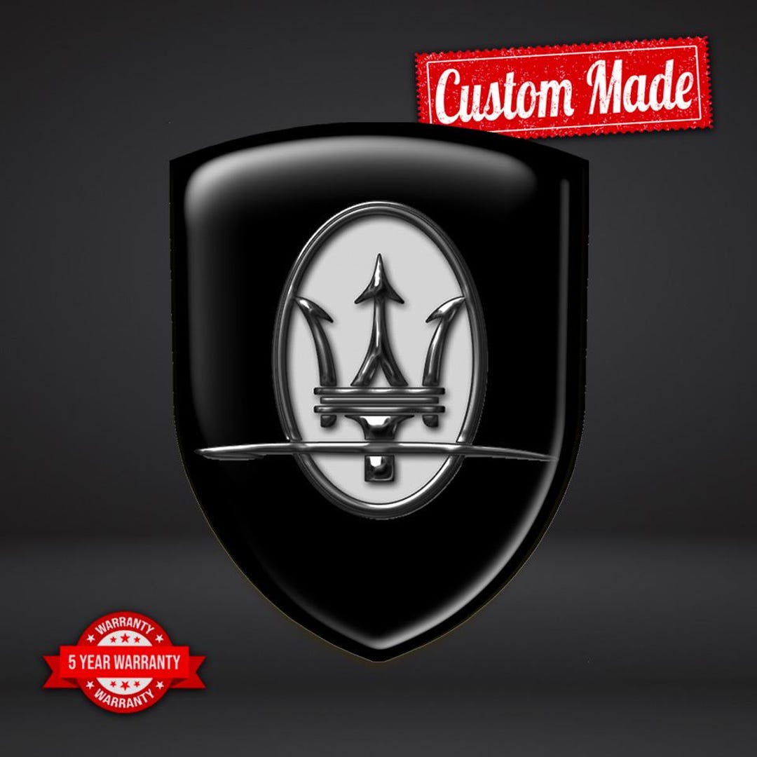 MASERATI Emblem Shield 3D Handmade Epoxy Resin Stickers Custom ...