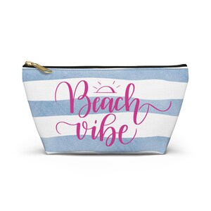 Beach Vibe Accessory Pouch, Fun Summer Makeup Bag, Coastal Travel Case, Ideal Gift for Beach Lovers, Zippered Storage Pouch