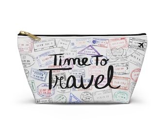 Travel Themed Accessory Pouch - Wanderlust Lovers, Travel Essentials, Makeup Bag, Passport Holder, Organizing Pouch