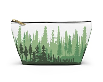Forest Accessory Pouch, Eco-Friendly Makeup Bag, Travel Organizer, Nature Lover Gift, Woodland Style Storage