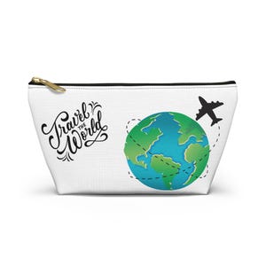 Pochette à accessoires Travel The World, Trousse de maquillage de voyage, Organisateur Wanderlust, Cadeau pour les voyageurs, Trousse de toilette, Essentiels pour les vacances