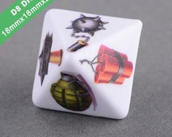 Custom D8 Polyhedral Dice, Personalized Gaming Dice (18mm)