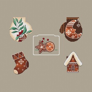 Pepparkaksset vantar - Magiskt korsstygn Julvantar Vinter Juldiagram Utskrivbar PDF Direktnedladdning Julstygnsdesign