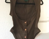 1990s Jean Paul Gaultier Junior Tailored Mocha Denim Corset