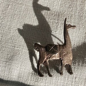 1950s Mid Century Peruvian Sterling Silver Acid Etched Alpaca Pendant