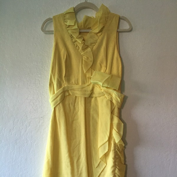 1960s Sassy Frill Yellow Summer Miss Elliette Dress