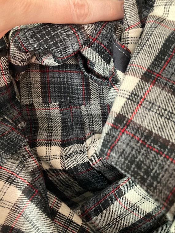 1940s Black Red & White Plaid Handmade Wool Winte… - image 6