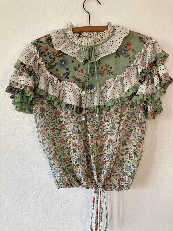 1980s Rococo Georgette Bohemian Diane Fres Frill &