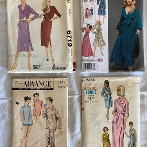 1950s 1960s and Beyond Vintage & Antique Dress Gown Robe Pajamas 40s 50s 60s Sewing Patterns Varying Sizes Lot Bundle