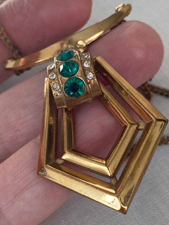 1960s Mid Century Modern Geometric Emerald Czech G