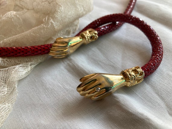 1900s Victorian DL Auld Rouge Enameled Snake Mesh