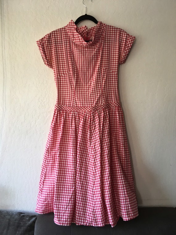 red gingham drop waist dress EMMALINE MINI DRESS main image 0