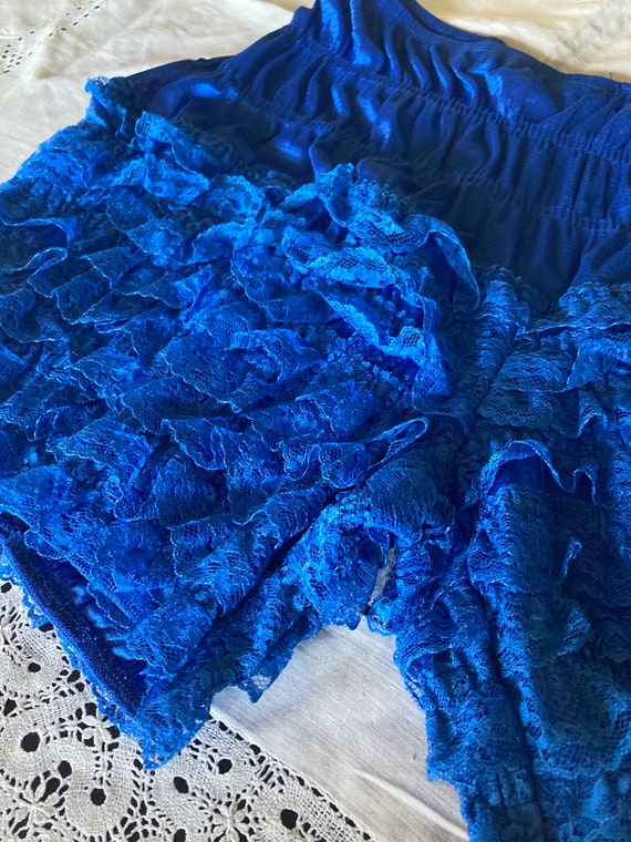 1950s Dark Sky Blue Azure Pinup Ruffled Lace Pantaloo… - Gem