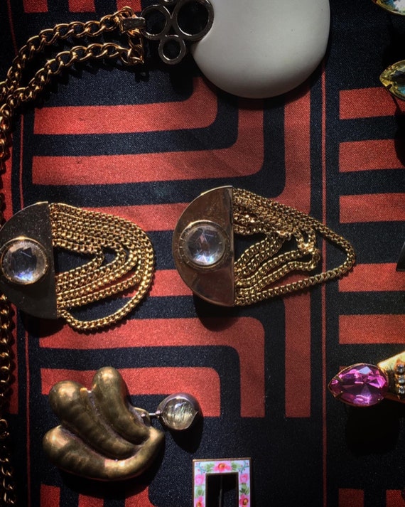 1980s Dynasty x Selena Pink Bejeweled Post Earrin… - image 3