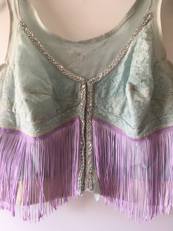 1980s Glitterati Pastel Baby Blue Sequin Longline… - image 1