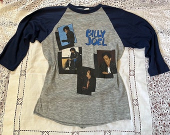 Vtg 1982 Billy Joel Raglan Jersey Style Concert T-shirt Gray M 80s