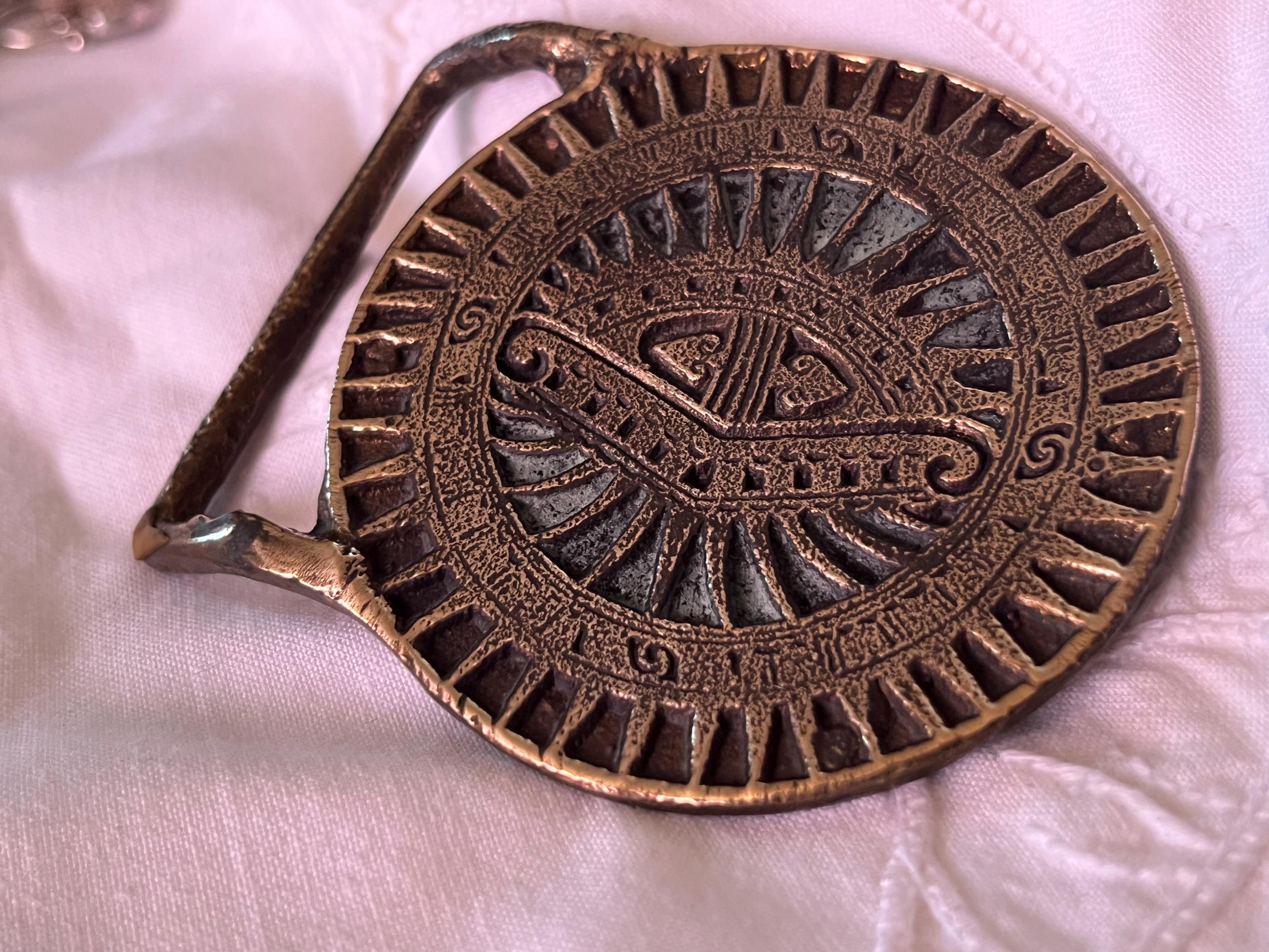 Rare?Trinity Buckle Company 70’s 1970s Trinity Buckle Co Egyptian Revival Hippie Solid Brass  main image 2