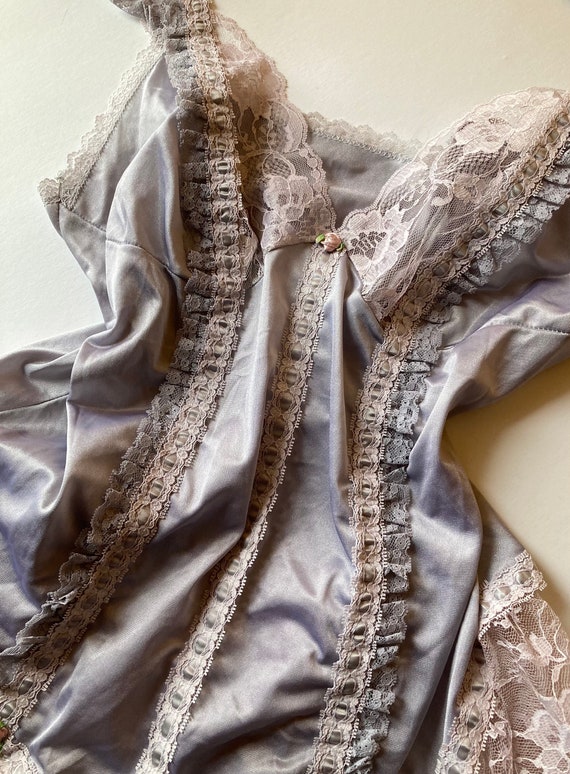 1970s Silver Lace & Satin Camisole