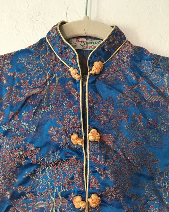 1960s Azul Children’s Chinese Satin Brocade Manda… - image 2