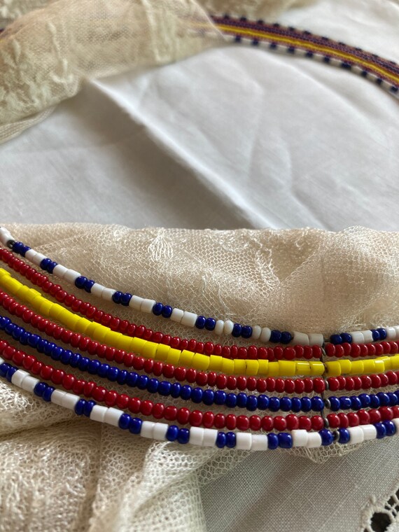 1970s Masai African Tribal Colorful Beaded Collar… - image 3