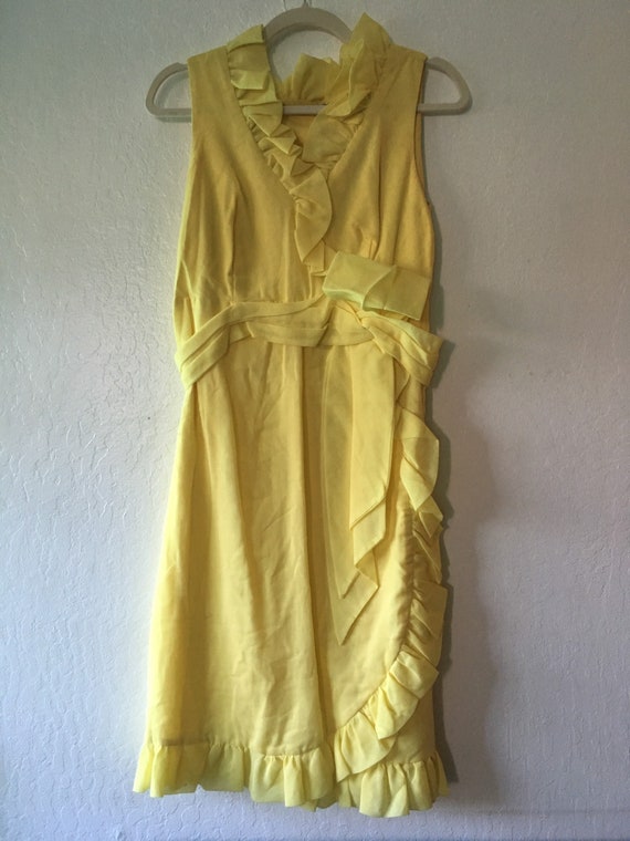 1960s Sassy Frill Yellow Summer Miss Elliette Dres