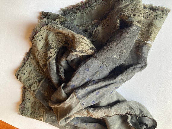1990s Patchwork Lace Calico Layered Grunge Mini Sk