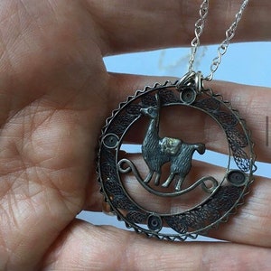 1960s Peruvian Sterling Filigree Alpaca Pendant