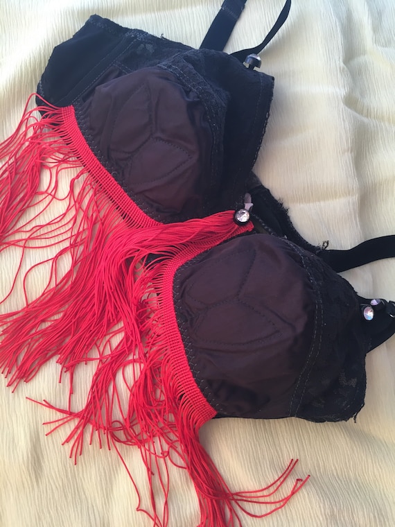 1960s Dazzling Moulin Rouge Fringe Bullet Bra Top