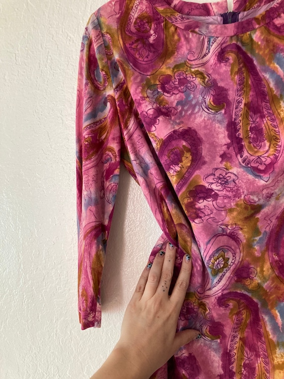1960s Electric Fuchsia Paisley Micro Tunic Dress