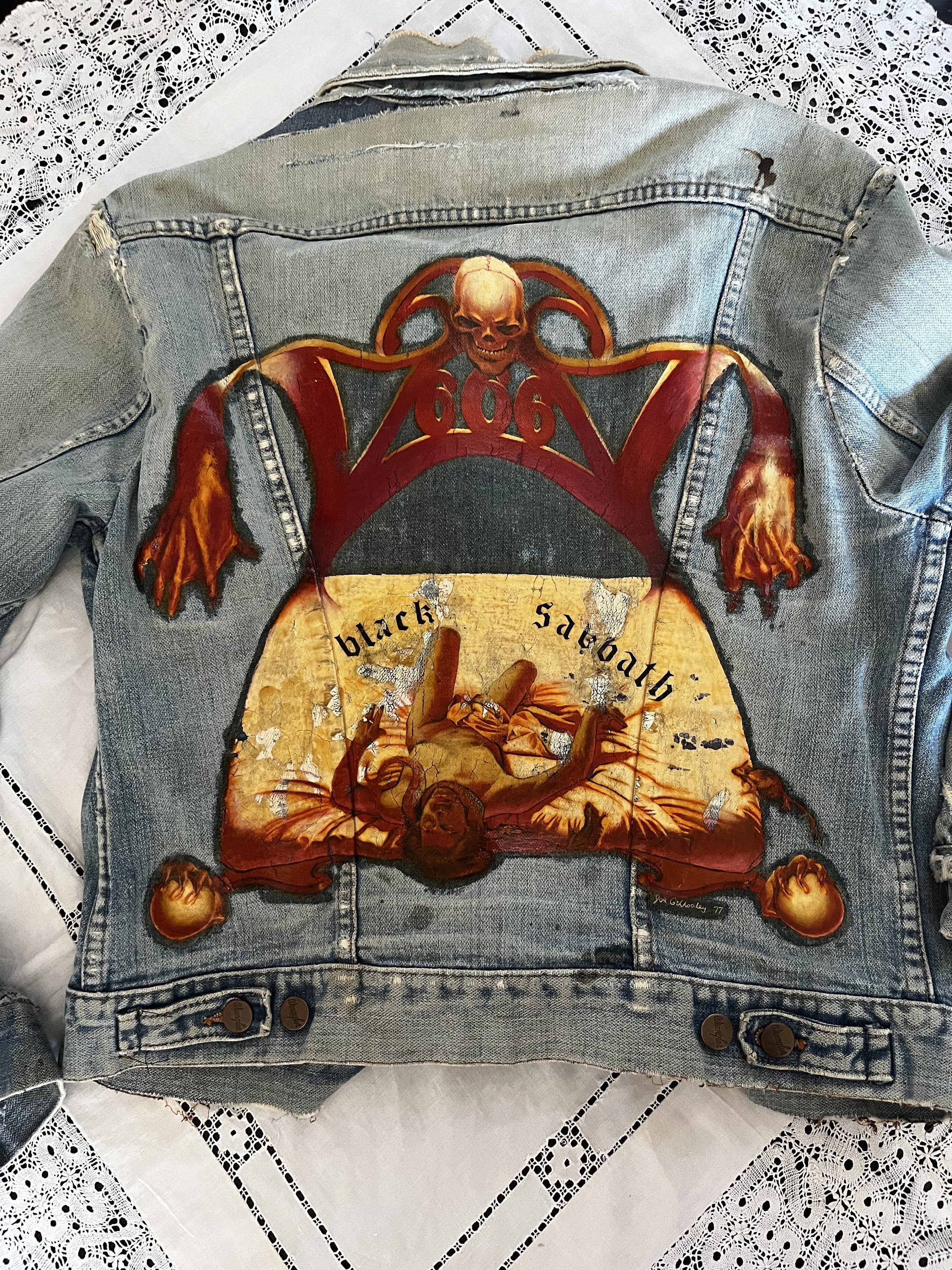 NFS Rare Original BLACK SABBATH Handpainted Wrangler Denim Jacket