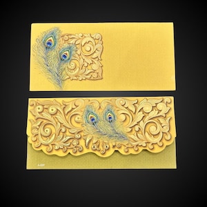 10 enveloppes pour cadeaux premium à imprimé plumes de paon | Shagun festif, Diwali, Enveloppes pour mariage | Porte-cartes ethniques