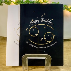 Modelo de cartão de aniversário para o signo de Câncer para imprimir, cartão de aniversário minimalista para Câncer, cartão para aniversariantes de junho