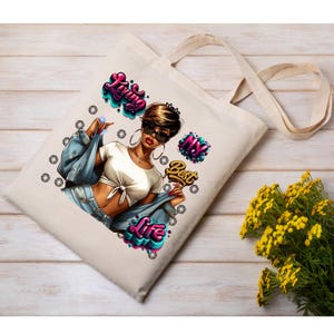 Vivere la mia vita migliore PNG, Clipart di una donna nera dalla pelle chiara da scaricare digitalmente per sublimazione, Design di maglietta afrocentrica, Grafica di empowerment