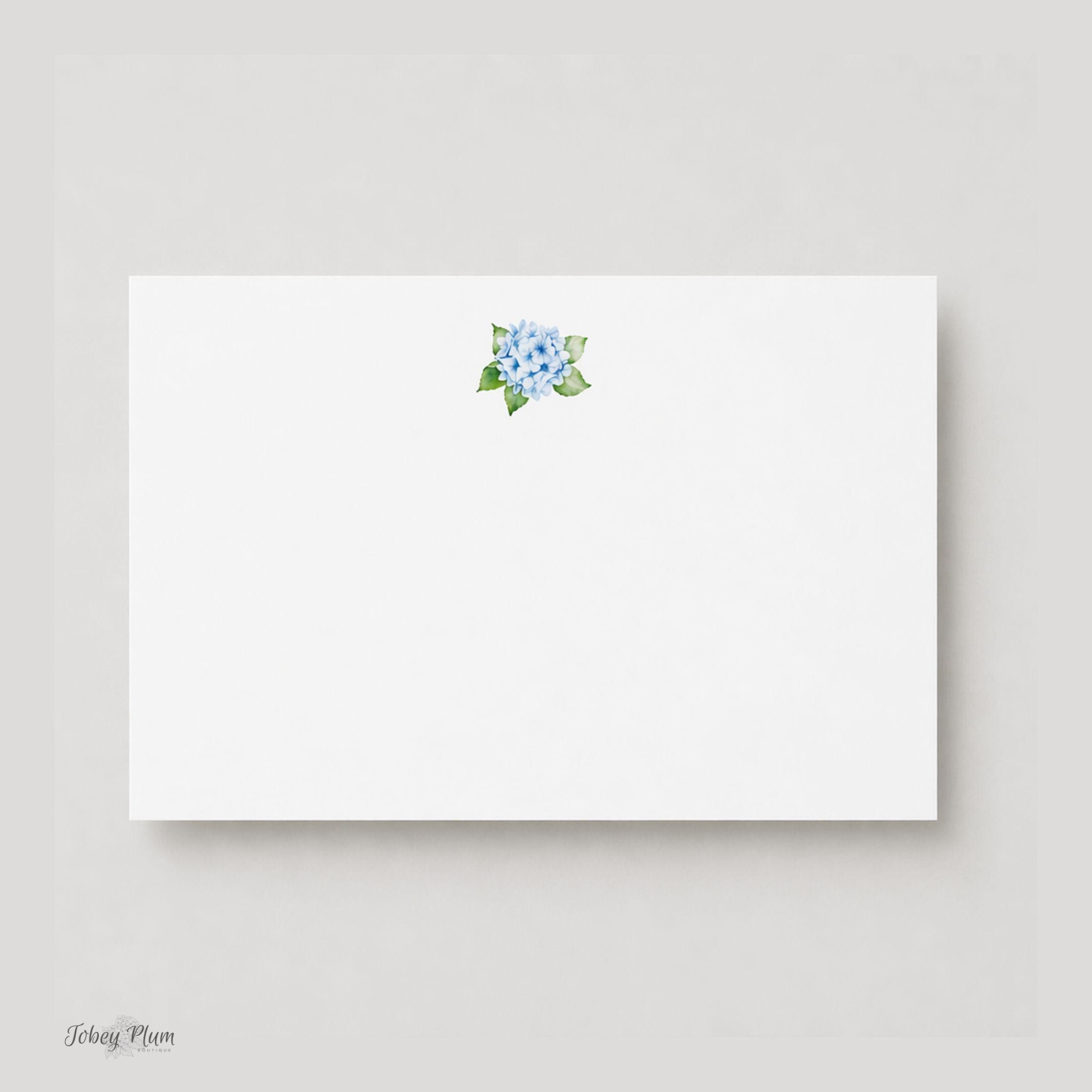 Blue Hydrangea Note Card Printable Floral Design Stationery Thank You ...