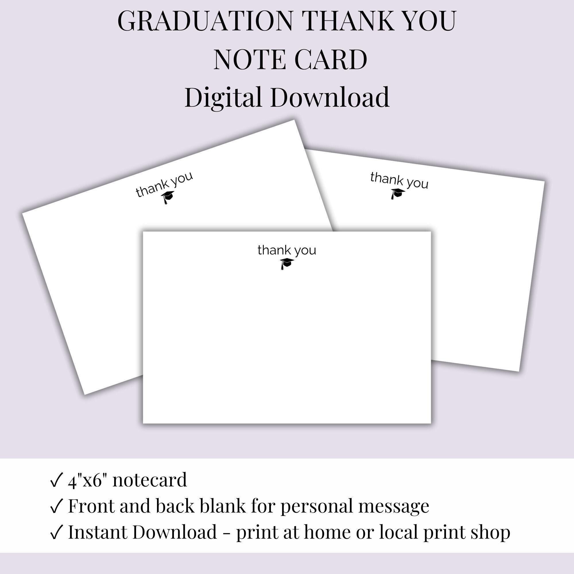 New Grad Notes Graduation Thank Card Printable Grad Note Graduation Cap Blank Graduate ...