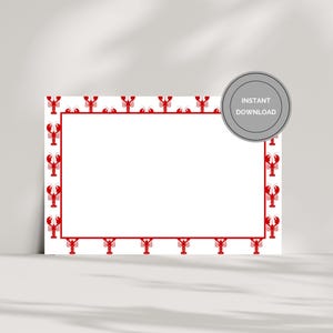 Red Lobster Blank Note Card for Personal Message Card for Heartfelt Gratitude Printable Card for Letter Writing Note for Any Occasion Card