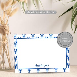 Blue Lobster Thank You Card for Personal Handwritten Message Card for Heartfelt Gratitude Card for Any Occasion Printable Thank You Message