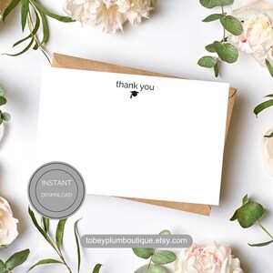 Carte de voeux vierge pour les diplômés Carte de remerciement pour cadeaux de fin d'études Carte de remerciement imprimable pour le soutien aux diplômés