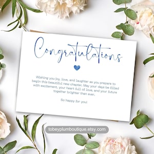 Wedding Congratulation Card Digital Download Printable Design Bridal Shower Gift Attachment Wedding Present Card Message Bride Groom Note