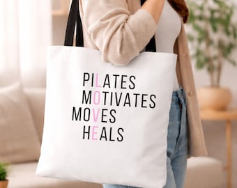 Pilatesväska Canvasmaterial Gymtillbehör Fitnesscitat Träningsmotivation Gåva Yogaentusiast Studio Essential Lättviktsdesign