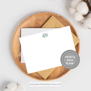 Blue Hydrangea Card Blank Inside Printable Design Floral Stationery Thank You Note Handwritten Message Personal Letter Writing Multi