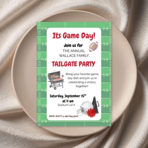 Football Tailgate Invitation: Editable Game Day Party Invite (Digital Download)