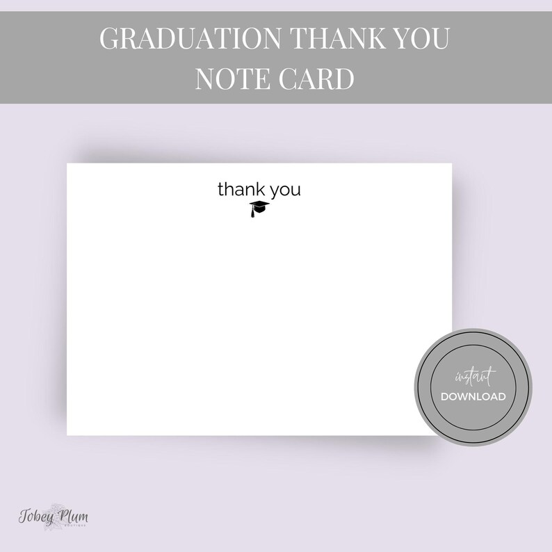 Graduation Acknowledgement Message Graduation Thank Card Printable Grad Note Graduation Cap Blank Graduate ...