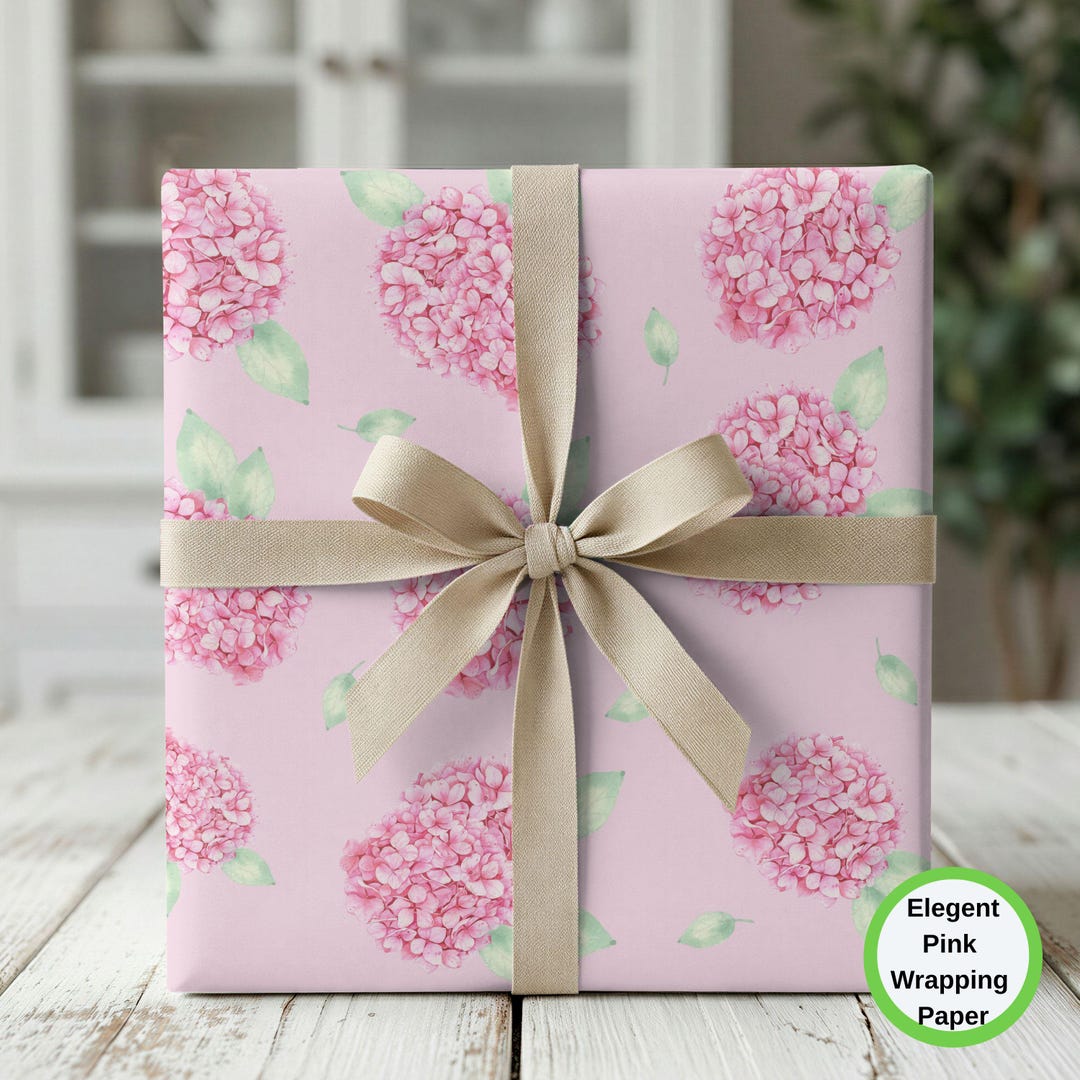Pink Floral Wrap Paper Roll Gift Wrapping Feminine Birthday Shower ...