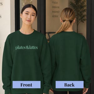 Woman Workout Crewneck Embroidered Fitness Apparel Studio Exercise Pullover Casual Athletic Top Pilates Sweatshirt Essential Studio Workout Comfortable Lifestyle Apparel Embroidered Design Detail Coffee Lover Enthusiast Merch Best Friend