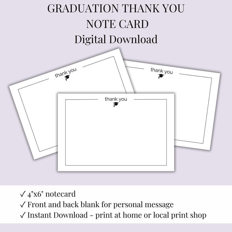 Graduation Acknowledgement Message Graduation Thank You Card for Graduate Appreciation With Message ...