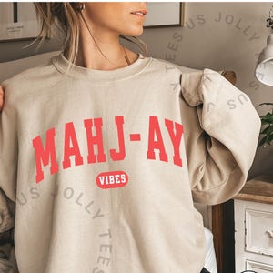 Mahjong Mom Lover SweatShirt Gift for Mom and Aunt, Birthday gift Mahjong Player Bold Red Graphic Tee Mahjong game Comfort color sweatshirt