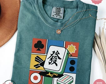Comfort Colors Retro Abstract Bird Bam Mahjong Graphic T-Shirt, Funny Mahjong Bird Shirt, Mahjong Gift, Mahjong Tournament, Mahjong Apparel