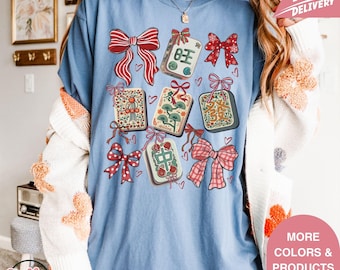 Mahjong Girlie Bow T-Shirt, Mahjong Gift, Mahjong Lover Gift, Girls Game Night Shirts, Mahjong Whimsical Bow Shirt, Mahjong Shirts
