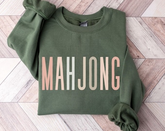 Mahjong Sweatshirt, Fall Mahj Shirt, Mahjong Gift, Mahjong Tournament, Mahjong Fall Sweater, Mahjong Friend Gift Sweater, Retro Mahjong